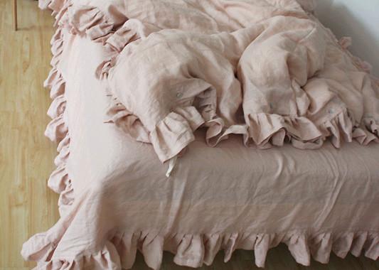 100% Linen Plain Duvet Covers , Comfortable 4Pcs Dyed Soft Duvet Covers