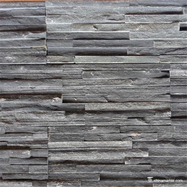 Quartzite Stone Veneer Fine Strip Thin Slate Stone Veneer Black Color