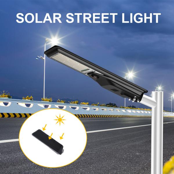 Lâmpada de rua Ip65 Área exterior Iluminação solar à prova d'água 400w Integrado All In One Led Solar Street Light Bateria visível