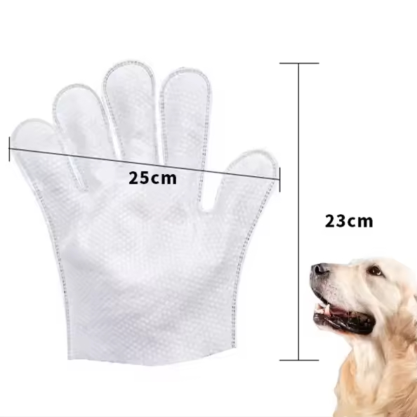 Convenient Pet Wipe Gloves Non Woven Dog Wipes Gloves Portable Safe Gentle Ingredients