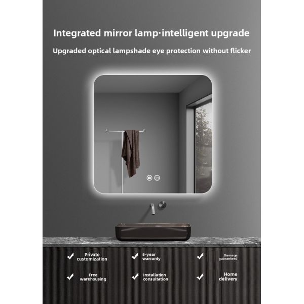 Premium Modern Luxury LED Bath Mirror Touch Switch Elegant Square Design for Hotels Elegant Apartments Hot Selling for Washrooms