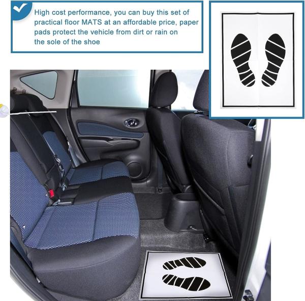 Disposable Car Paper Floor Mats Automotive Floor Mats Brown Kraft Paper Floor Mats for Cars Vehicles Printed