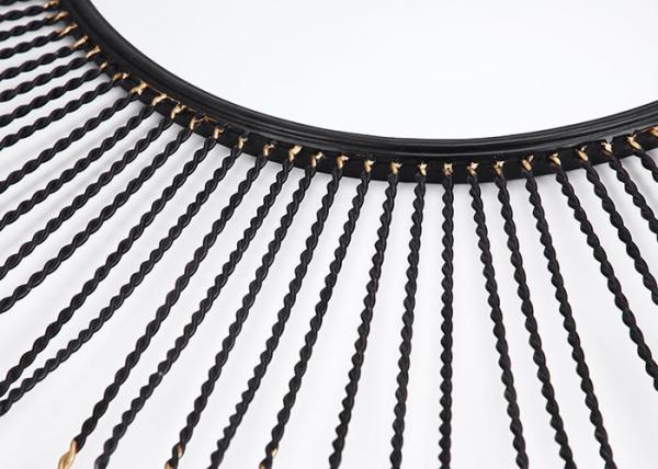 Metal Round Sunburst Wall Mirror Black Frame Dotted With Gold Color For Wall Decoration