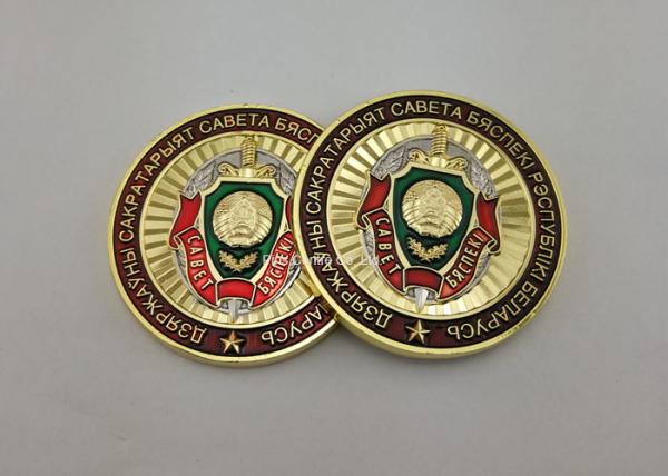 Flat Or Double Back Personalized Gold Coins , 3D Zinc Alloy Navy Transparent Enamel Coin
