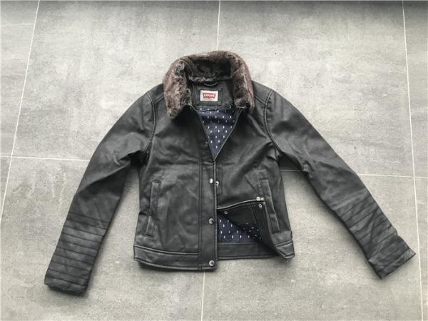 Levis Ladies' Charcoal Pleather Jacket With Detachable Sherpa Collar LEDO1741