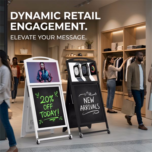 Floor Standing Android Digital Advertising Display 21.5 Inch with LED Fluorescent Writing Board