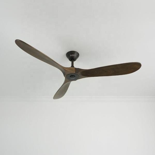 Ventilador de tecto de lâminas de madeira de vento natural de 60 polegadas com comando remoto e vara de baixo de metal 6 / OEM