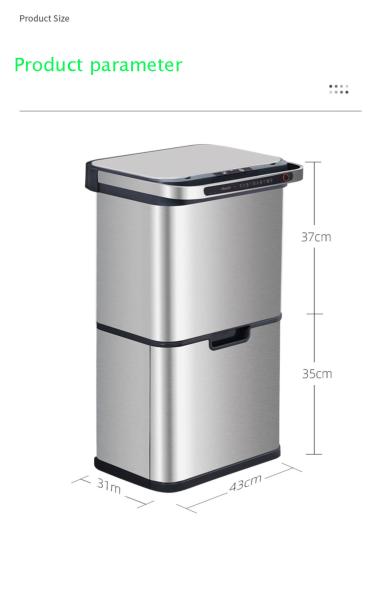 Customized Dry Wet Sorting Trash Can Stainless Intelligent Sensor Trash Can