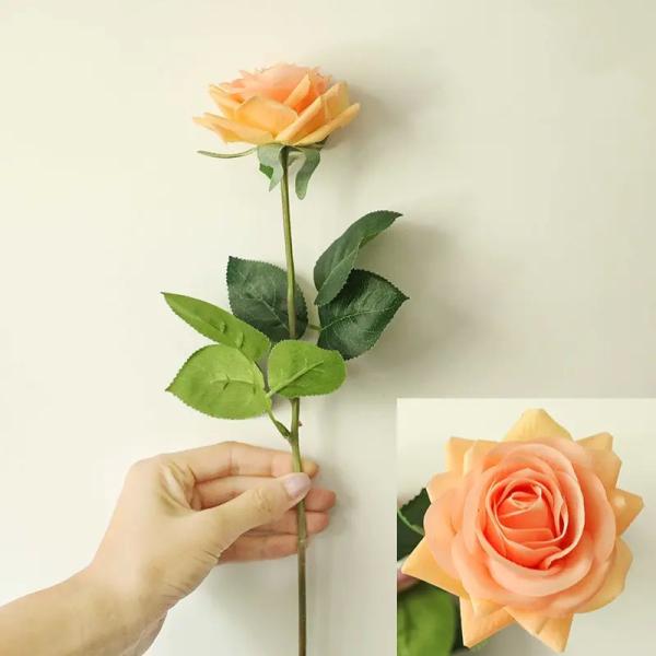 Flor de rosa artificial de caule único Flor de namoro Flor de seda de casamento Bouquet de rosa