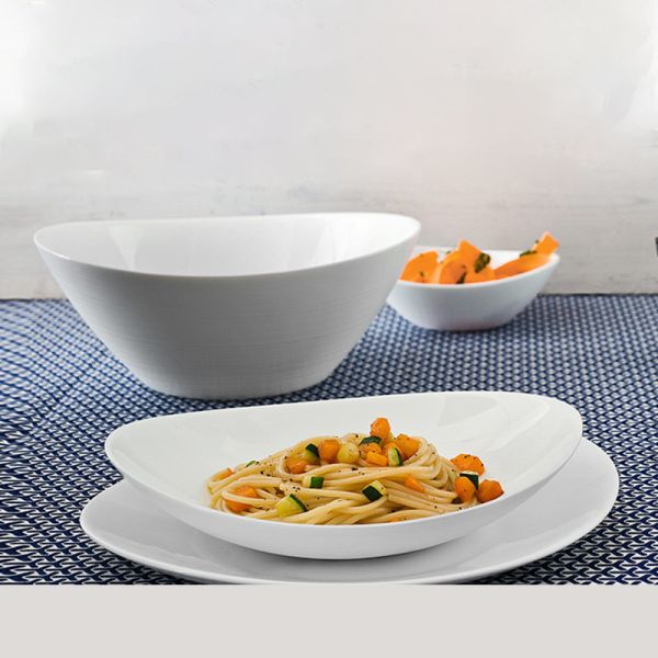 Restaurant Ingot Shaped Wind White Glass Ceramic Plate