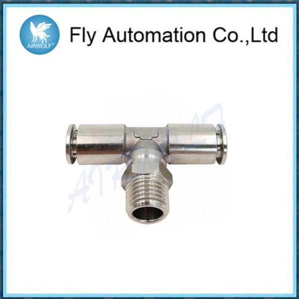 S6430 Series Pneumatic Pipe Fittings Swivel Male Tee Sprint Nickel Plated Brass