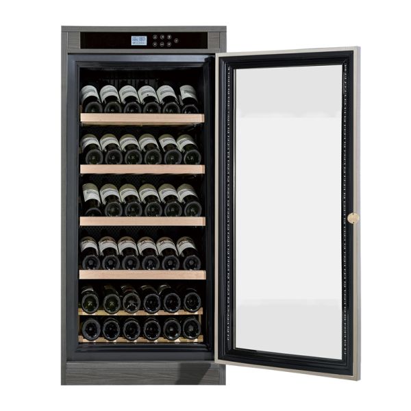 Solid Wood Wine Cooler Cabinet with Digital Temperature Control LED Lighting and Lockable Door