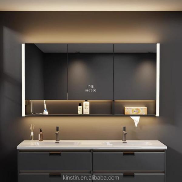 Modern Water-Resistant LED Mirror Wall Mounted Bathroom Vanity Medicine Cabinet for Hotel Apartment Villa Makeup Application