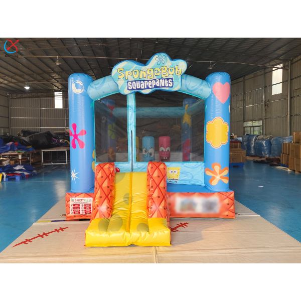 Commercial SpongeBob SquarePants Inflatable Bounce House with Slide For Kids