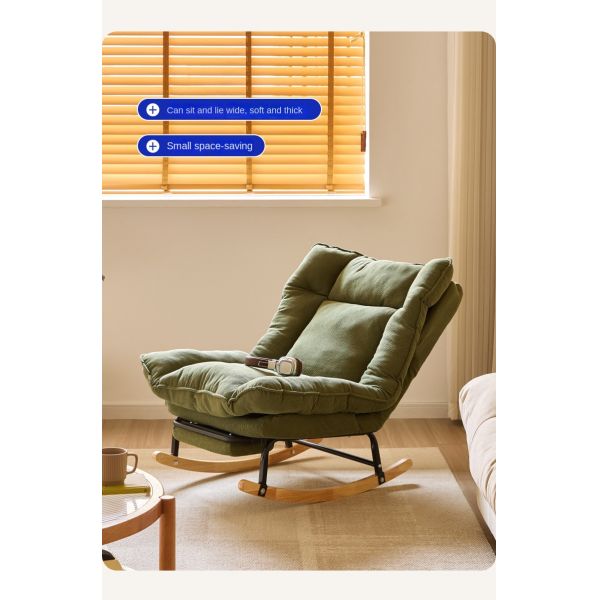 Modern Fabric & Metal Rocking Chaise Lounge Chair with Reclining Feature and Adjustable Footrest for Living Room Dining Areas