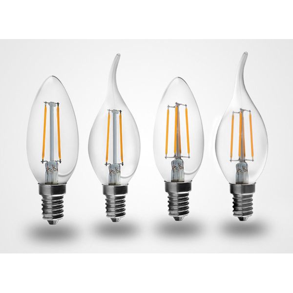 LED clear vintge c35 2w E14 filament candle light transparent glass bulb Lumen illumination decorative interior 100lm/w