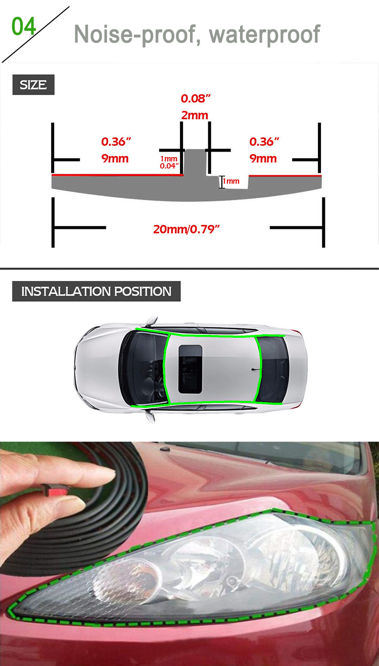 Резиновые аксессуары Автомобильные лампы Резиновые детали 3м Резиновые звуконепроницаемые пылезащитные уплотнительные ленты для автомобилей