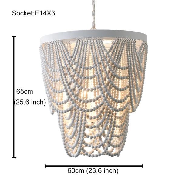 Gold Chandelier Wooden Beaded Lighting Fixture Fringe Hanging Light Silas Chandelier (WH-AP-652)