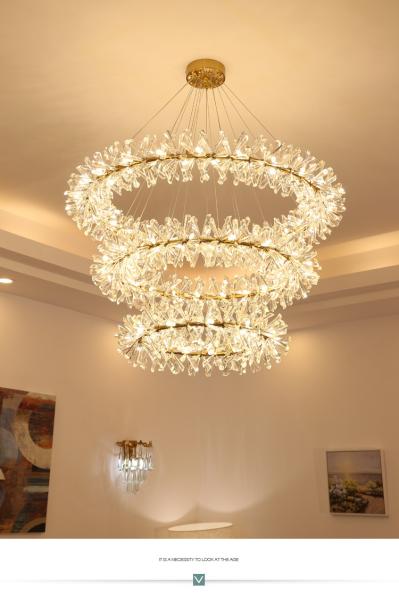 Modern LED Luxury Crystal Chandelier Rings Flower Crystal Chandelier(WH-NC-82）