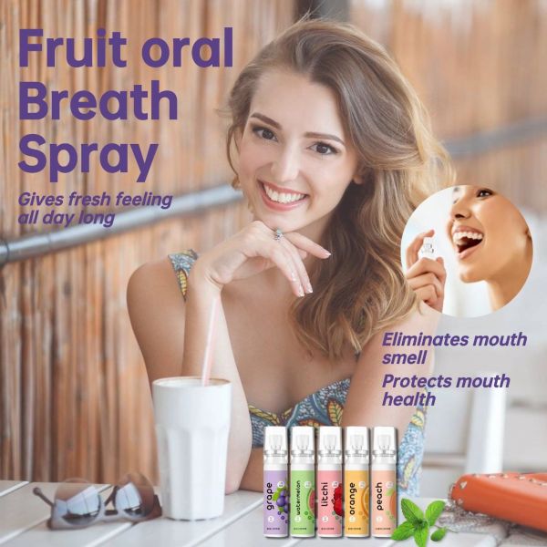 Customized 5PCS Mouth Spray For Bad Breath , Fruit Oral Breath Spray Dry