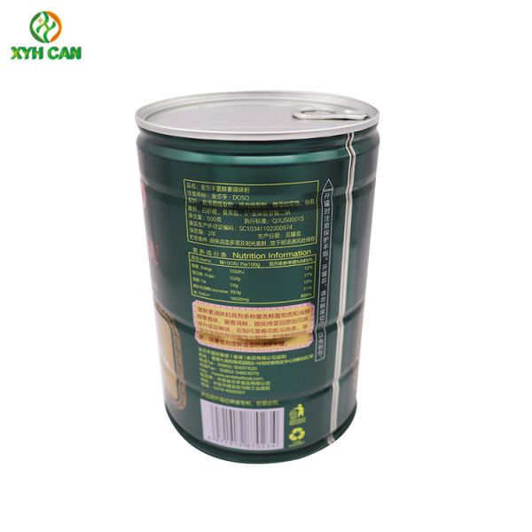 Food Grade Round Metal Tin Can Plastic Lid 800g For Chicken Powder