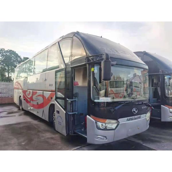 Used Kinglong Bus 55 Seats Double Windshield Used Tour Bus Low Kilometer Airbag Chassis