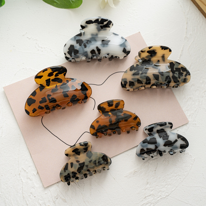 Korean high-grade acrylic hair clip girls ponytail hair accessories marbling style large disc hairpin