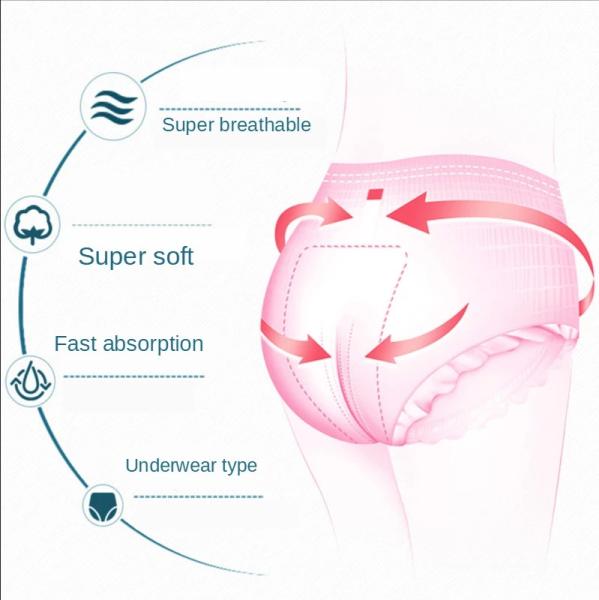 Organic Cotton Disposable Menstrual Panties Underwear with Soft Non-woven Top Sheet