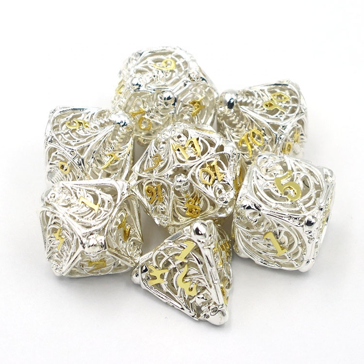 Brass Hollow Dice Set with Customized Logo and 16MM-20MM Size for DND RPG Games