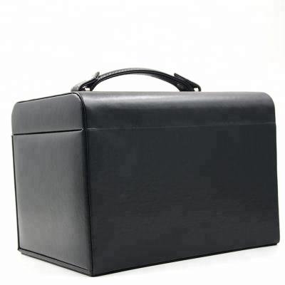Forma luxuosa preta do quadrado da guarda-joias do curso com material do couro do punho
