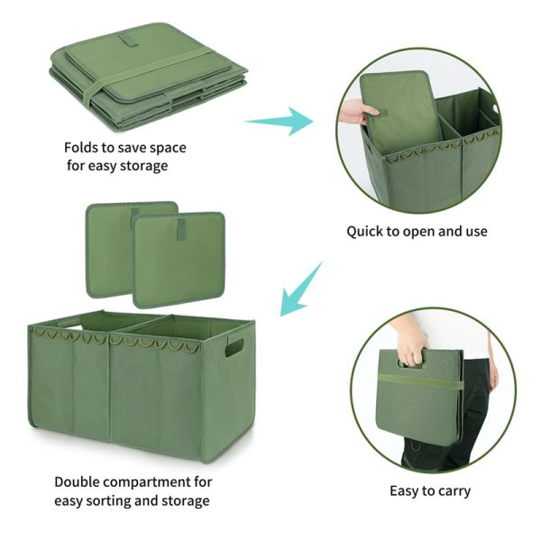 Collapsible Trunk Storage Tote Luggage Storage For Suv Two Compartments Foldable 36x4x9