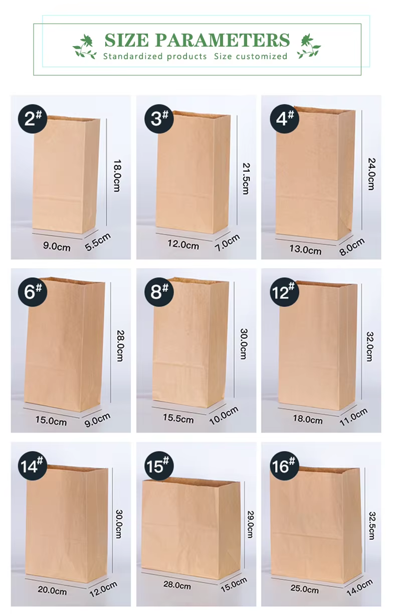 Natural SOS Square Bottom Kraft Paper Bag Printed Logo Sleeve Square Bottom