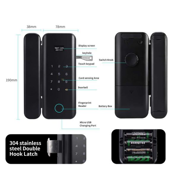 Qleung G11s Smart Tuya Glass Door Lock Secure Office Home Easy To Install