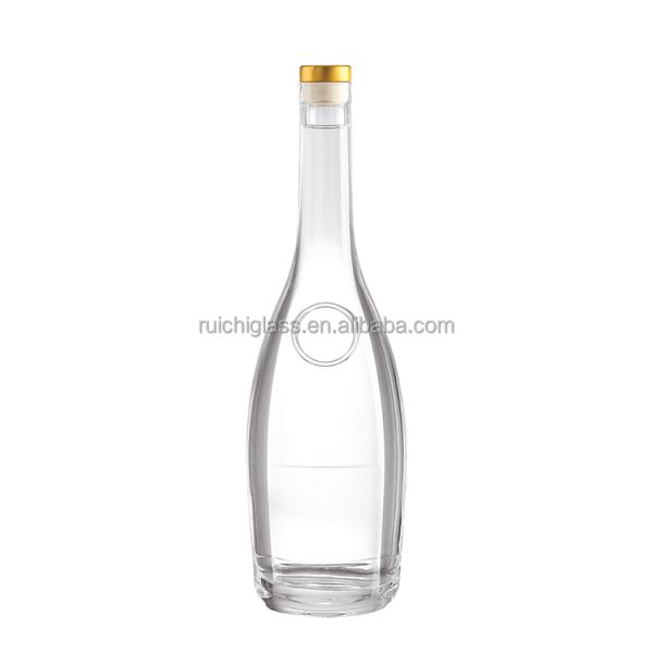 Botella de vidrio de licor vacía con cuello de corcho Material de aluminio plástico PP 375ml 700ml 750ml