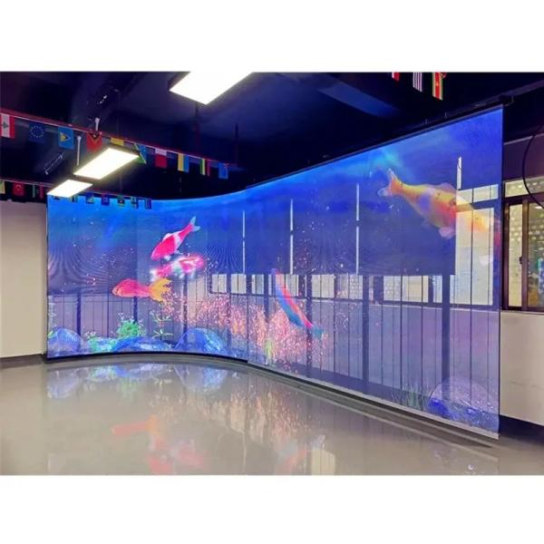 Waterproof Mesh Transparent LED Glass Wall P3.91-7.82 Full Color 160H/140V Viewing Angle 1920-3840Hz Refresh Rate