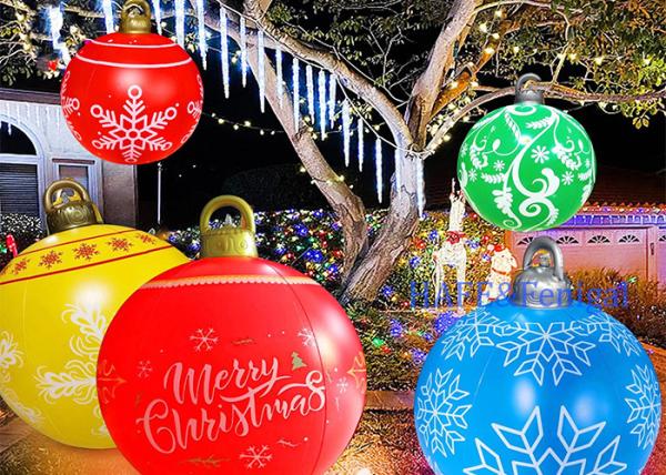 24 polegadas PVC inflável bola de Natal LED Luz e controle remoto Decoração de Natal interior exterior