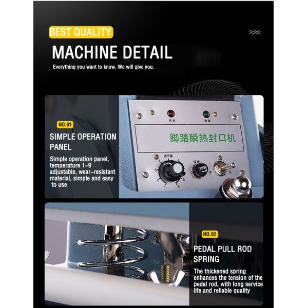 Hipac Pedal Sealer Machine for Plastics Packages Manual Foot Sealing Machine Multiple Sizes Available