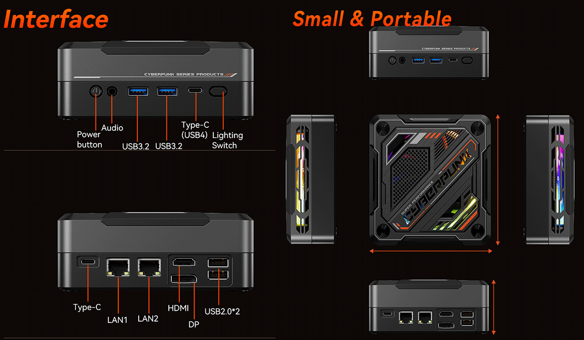 Двойной 2.5G Ethernet AMD игровой компьютер с M2 SSD и WiFi поддерживает 4K HD дисплей