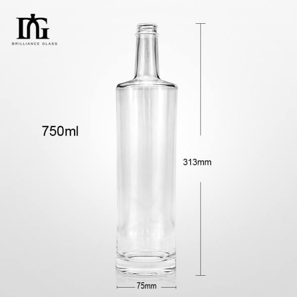 Acceptable Customer's Logo Custom Glass Bottle for Vodka Gin Rum and Liquor 750ml