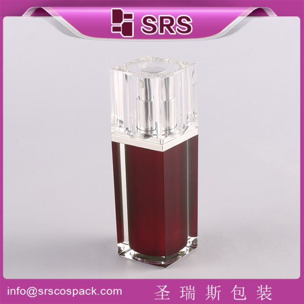 SRS China Cosmetic Airless container Manufacturer empty square shape acrylic lotion bottle