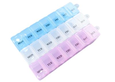 Portable 7 Day Pill Box Organizer 7 Grid Blue Whtie 7-Day Pill Box