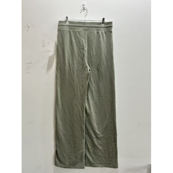 Soft Knit Wide Leg Drawstring Pants - Dark Green / Cream / Light Green