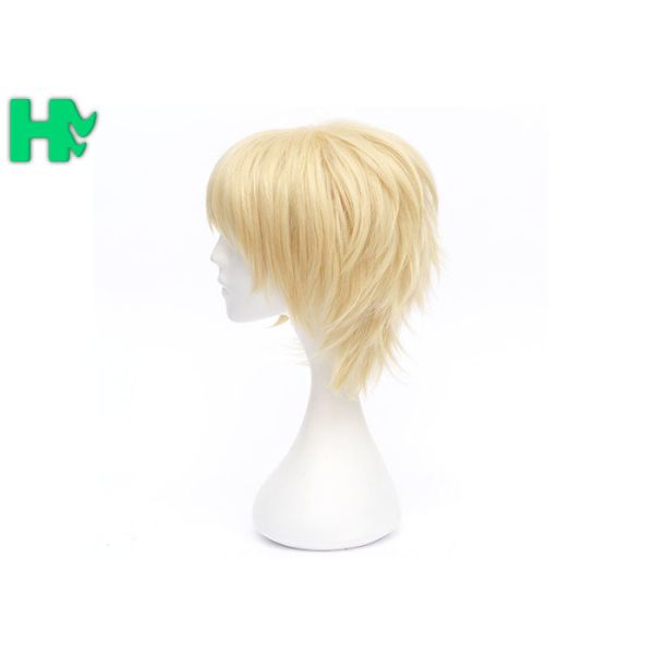 Male White Cosplay Wig , Short Human Hair Cosplay Wigs Customized