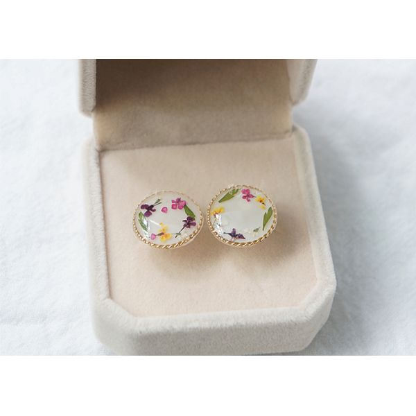 The Secret Garden Anniversary Gift Dry Mixed Flowers Woman Fashional Earstuds With 925 Silver