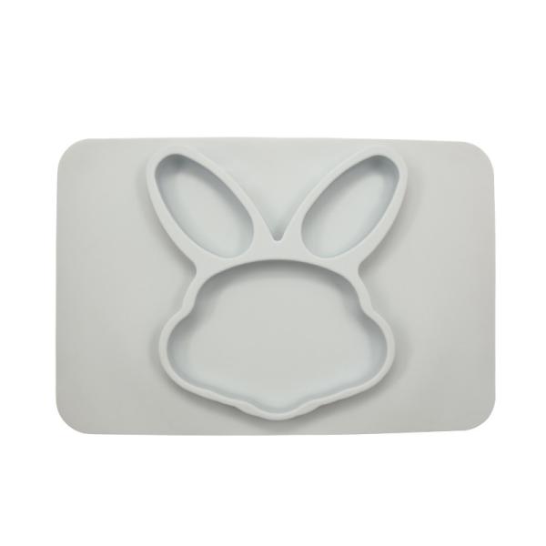 Non Slip Lovely Animal Design BPS Free Baby Silicone Plate Mint Purple Grey