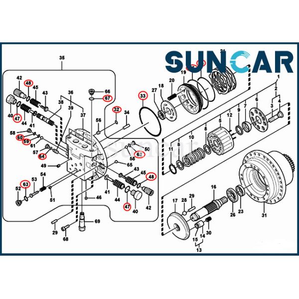 SUNCARVO.L.VO VOE14550656 Travel Motor Sealing Kit EC210C Repair Seal Kit For Excavator EC200B
