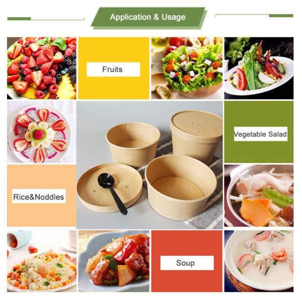 Customized Disposable Lunch Bowl Takeaway Paper Boxes for Fast Food Salad Fried Rice