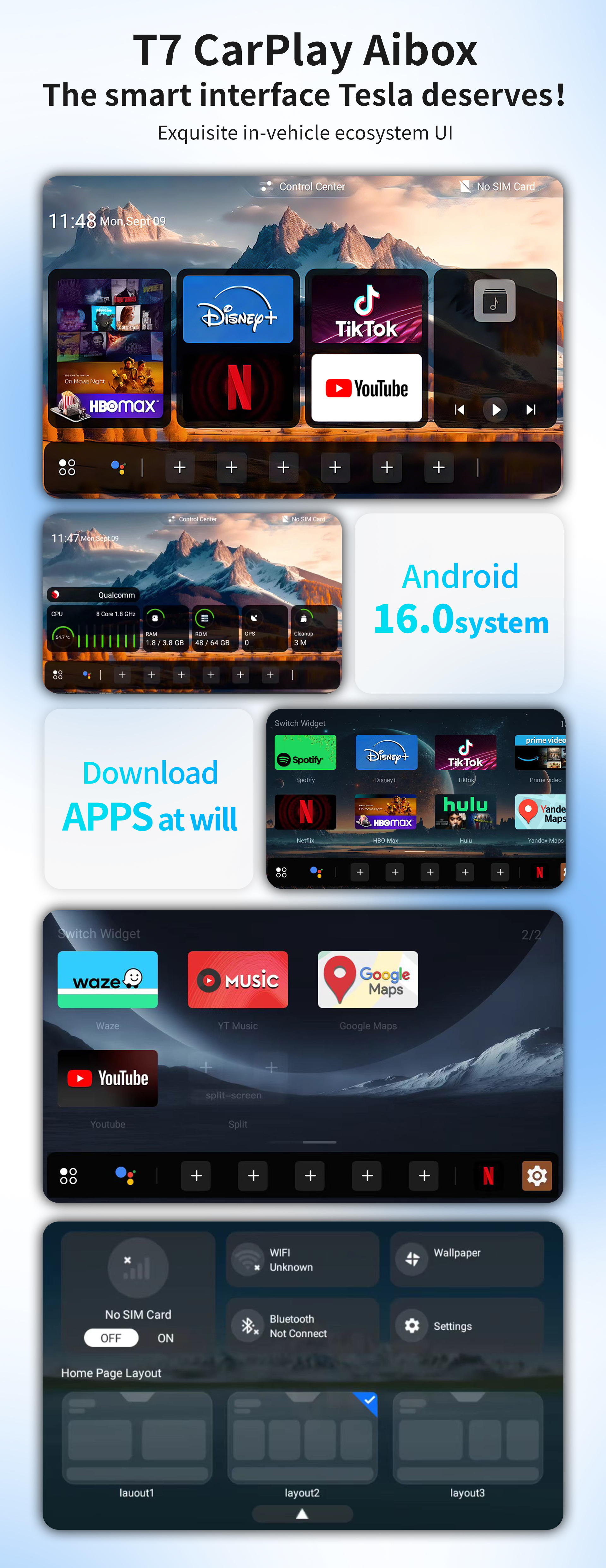 Multimedia Android Tesla AI Box Carplay For EV Cars USB Plug