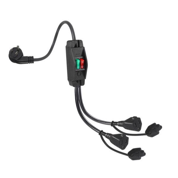 2フィート NEMA 5-15P - 2 NEMA 5-15R 電源スプリッターコード（スイッチ付き）