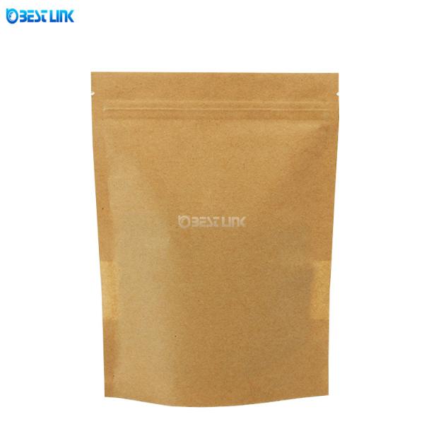 Coffee Packing Standing Pouch Foil Kraft Paper Bags with Clear Window for Food